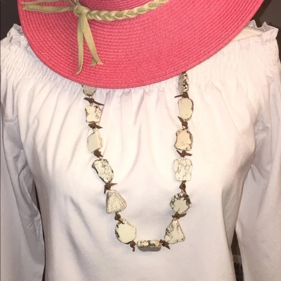 Beautiful Chunky Marble Natural Stone‎ 30” Necklace - Picture 1 of 4